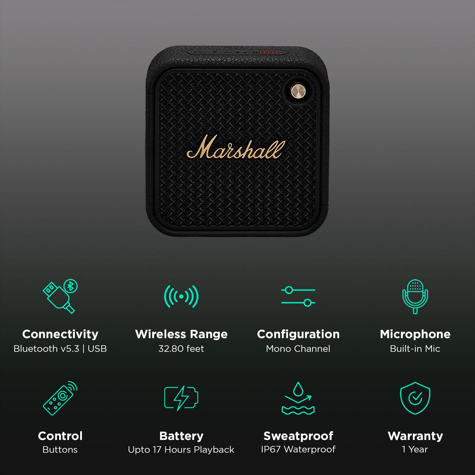 Buy Marshall Willen II 38W Portable Bluetooth Speaker (IP67